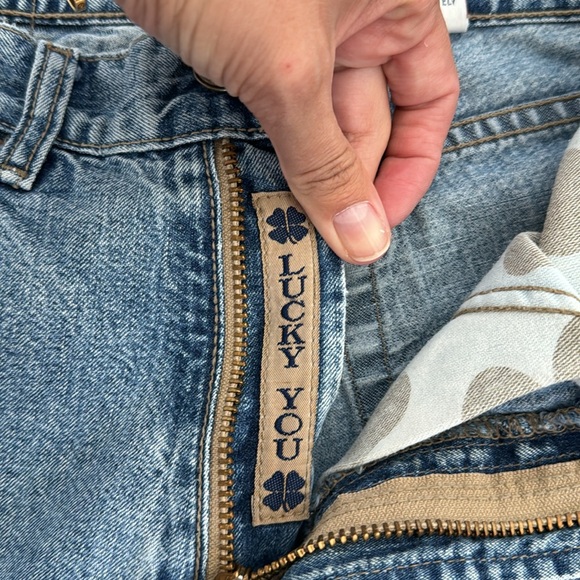 Vintage 90s Lucky Brand 286 low rise flare dungarees light wash 100% cotton - Picture 7 of 11